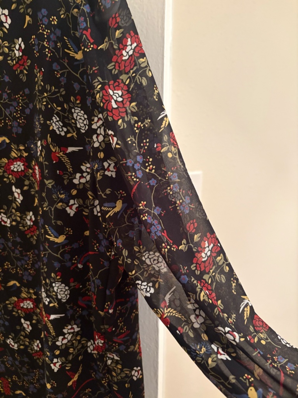 Madewell Sheer Sleeve Wrap Dress in Finch Floral, size medium - Picture 5 of 5